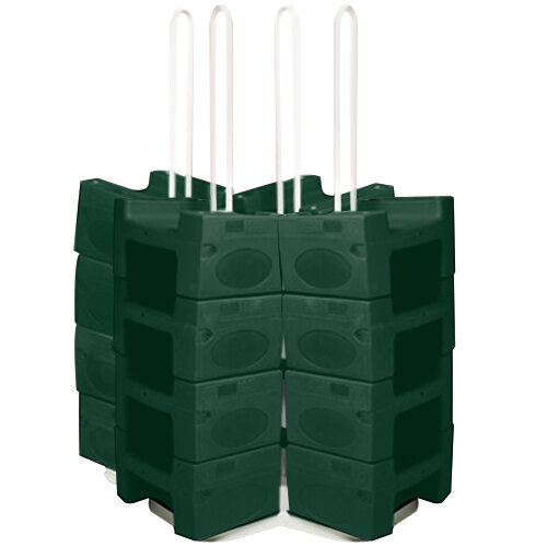 A stack of green plastic boxes.