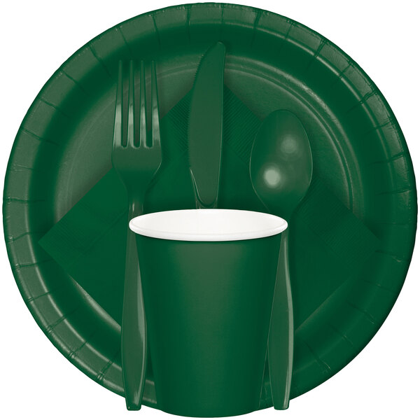 Creative Converting 473124B 9" Hunter Green Paper Plate 24/Pack