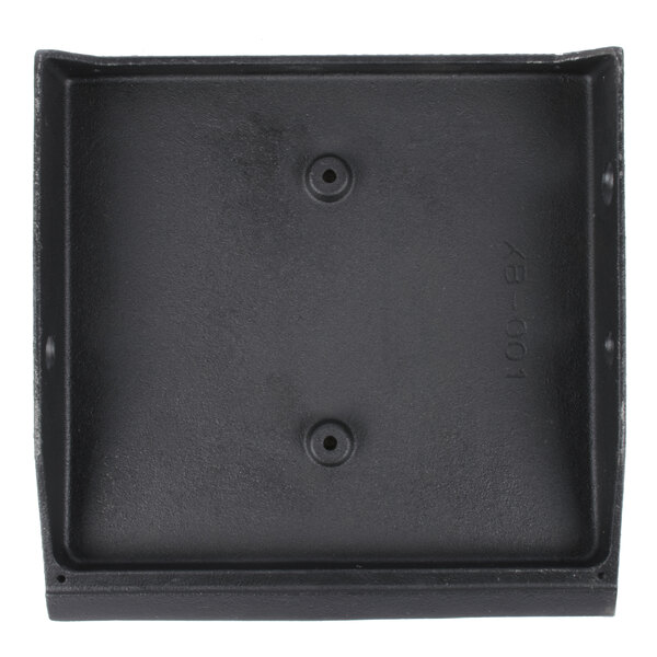 A black rectangular Avantco grill plate with grooves and holes.