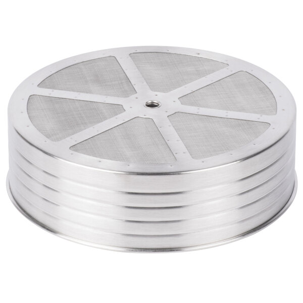 A stainless steel Avantco Brew Basket with four holes.