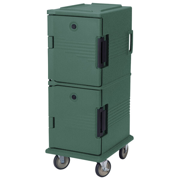 Cambro UPC800SP192 Ultra Camcarts® Granite Green Insulated Food Pan Carrier with Heavy-Duty Casters and Security Package - Holds 12 Pans