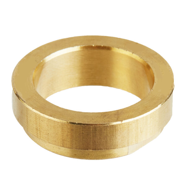 A bronze gear bearing with a flat surface on a white background.