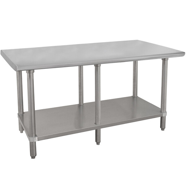 Advance Tabco VSS-2411 24" x 132" 14 Gauge Stainless Steel Work Table with Stainless Steel Undershelf
