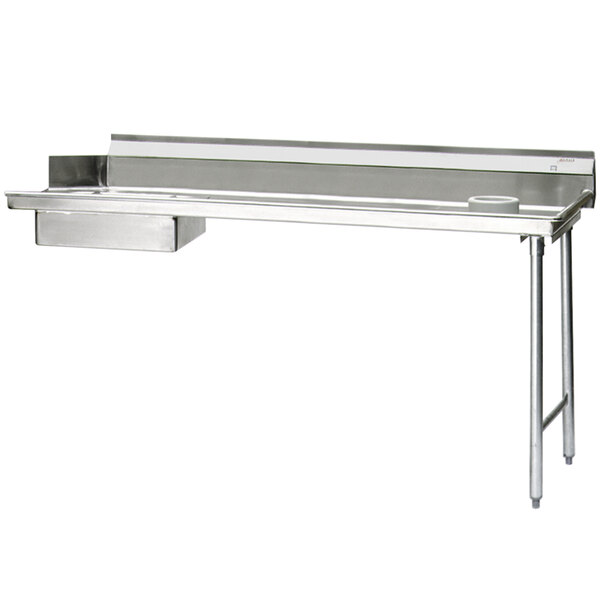 A stainless steel Eagle Group dishtable with scrap block on the right.