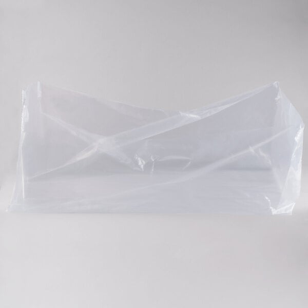A clear plastic bag with a black and white label.
