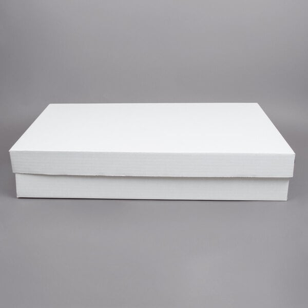 Vineland Packaging 2-Piece Single Wall Corrugated Cake Box White Top, 28 Length x 18 Width x 5 Depth | 25/Case