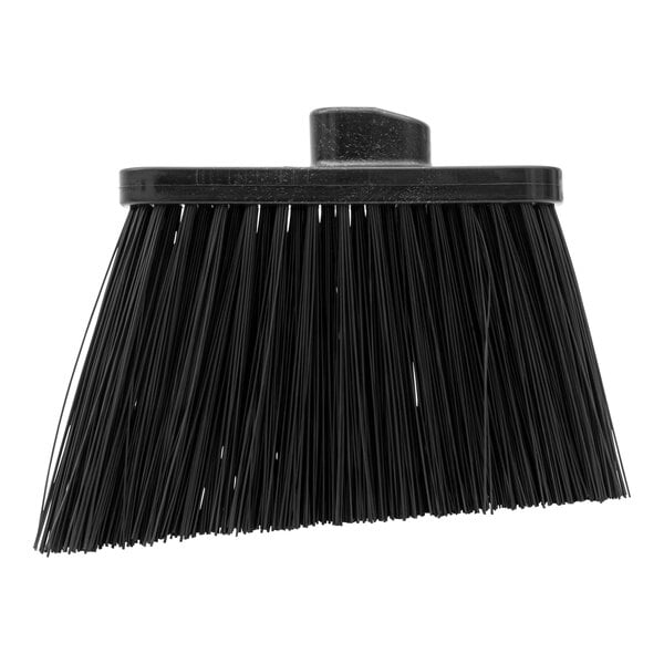 A black Carlisle broom head with long, unflagged bristles.