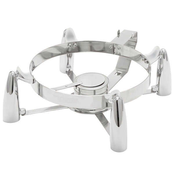 An American Metalcraft Evolution round chafer stand with four metal legs.