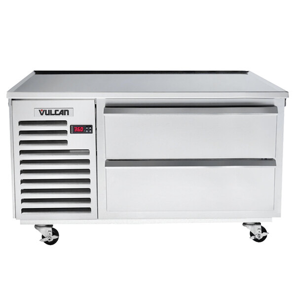 A white Vulcan 48" refrigerated chef base with 2 drawers.