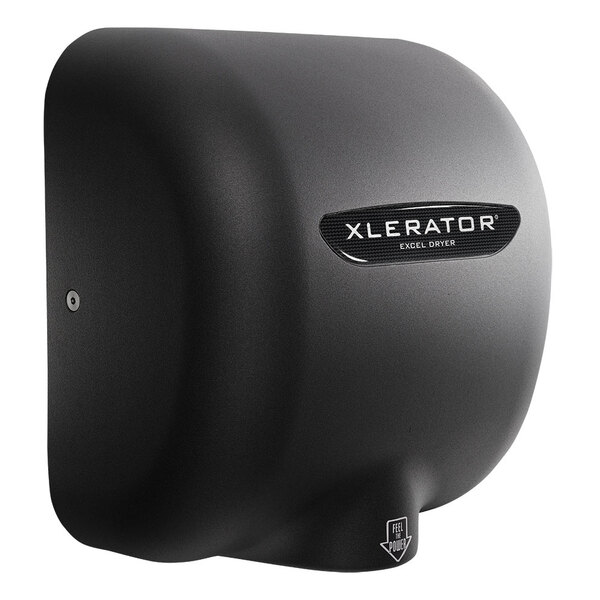 A graphite Excel XLERATOR hand dryer with a textured cover.