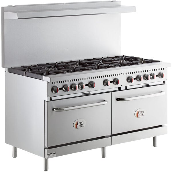 Cooking Performance Group S60-L Liquid Propane 10 Burner 60 inch Range with 2 Standard Ovens - 360,000 BTU