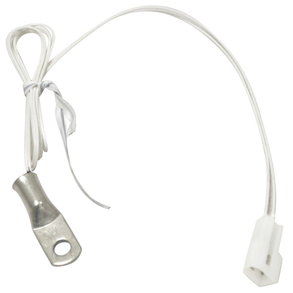 A white wire with a metal end.