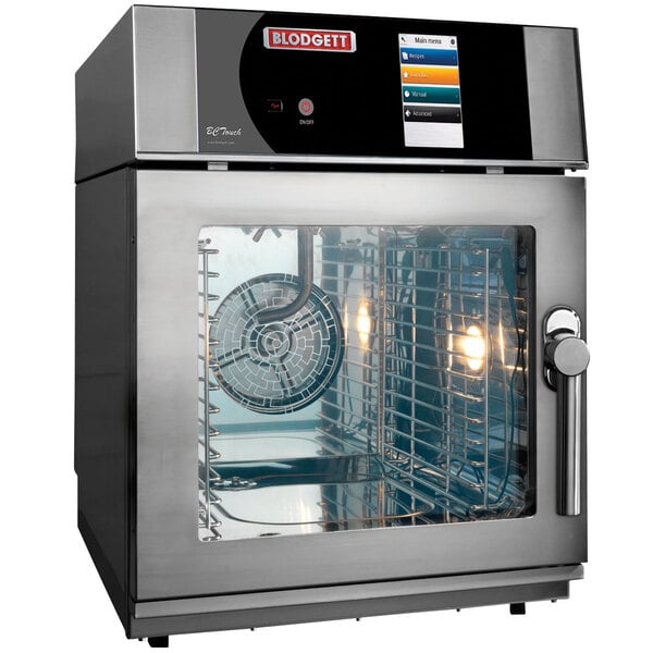 A Blodgett mini electric combi oven with a touchscreen.