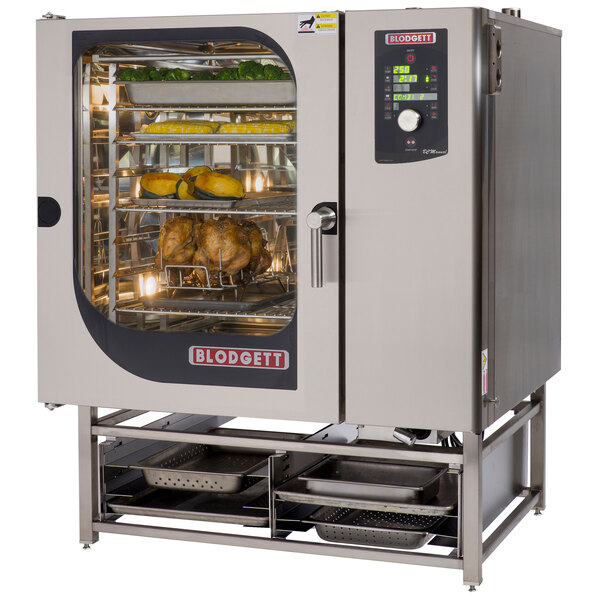 A Blodgett natural gas boilerless combi oven with food inside.