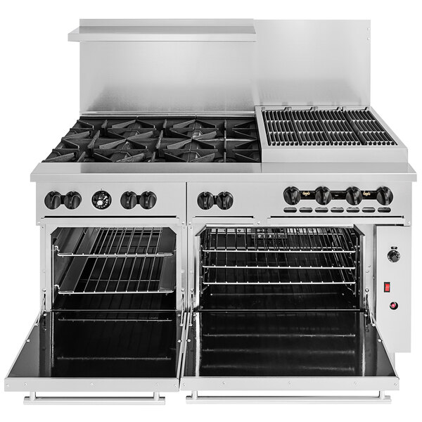 Wolf C60SC6B24CBN Challenger XL Series Natural Gas 60" Range with 6 Burners, 24" Charbroiler, 1