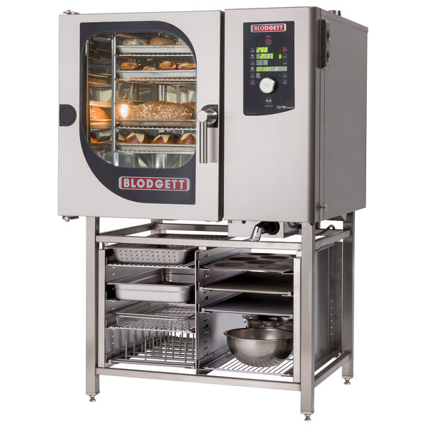 A Blodgett pass-through electric combi oven with food inside.