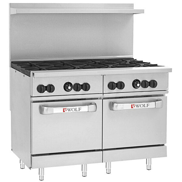Wolf C48SS8BP Challenger XL Series Liquid Propane 48" Range with 8 Burners and 2 Standard Ovens