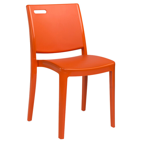 Outdoor Stacking Resin Chair, Orange Stacking Patio Chairs