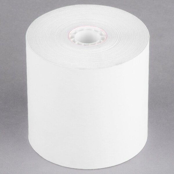 A roll of white paper with a red stripe.