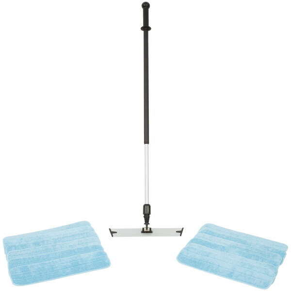 Lavex Janitorial 18" Microfiber Wet Mop Kit with Blue Pads