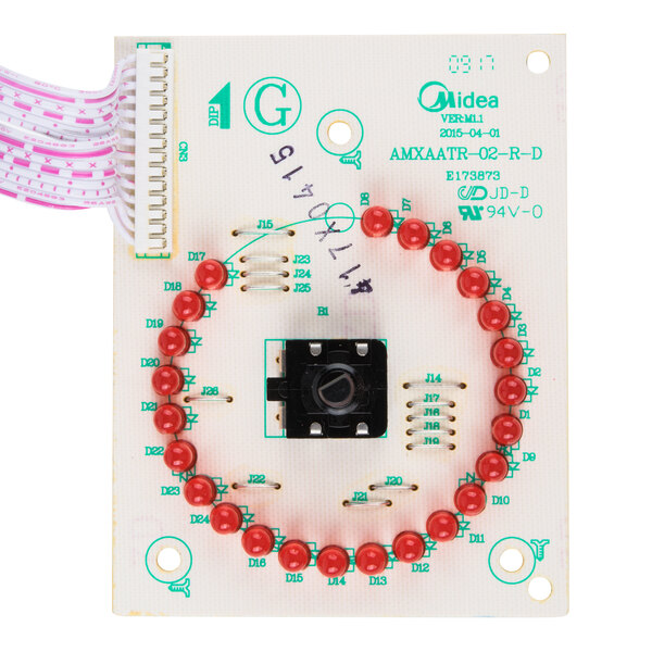 A Solwave PCB board with red beads on it.