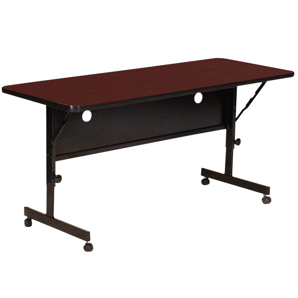 Correll Deluxe Flip Top Table, High Pressure Adjustable Height, 24″ x 48″, Cherry