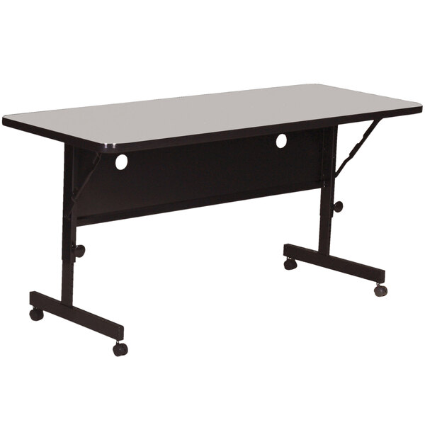 Correll Deluxe Flip Top Table, 24" x 48" High Pressure Adjustable Height, Gray Granite
