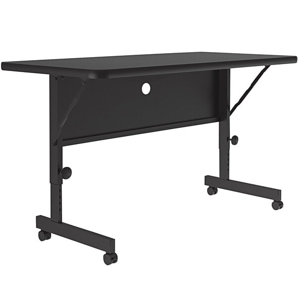 Correll Deluxe Flip Top Table, 24″ x 48″ High Pressure Adjustable Height, Black Granite