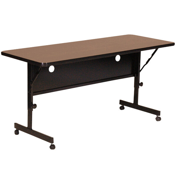 Correll Deluxe Flip Top Table, High Pressure Adjustable Height, 24″ x 60″, Walnut