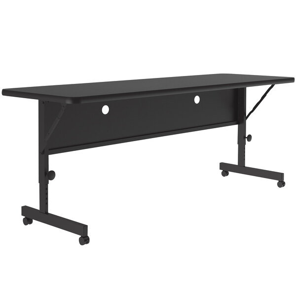 Correll Deluxe Flip Top Table, 24" x 60" High Pressure Adjustable Height, Black Granite