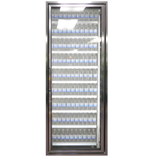 Styleline CL2472-HH 20//20 Plus 24" x 72" Walk-In Cooler Merchandiser Door with Shelving - Anodized Bright Silver, Right Hinge
