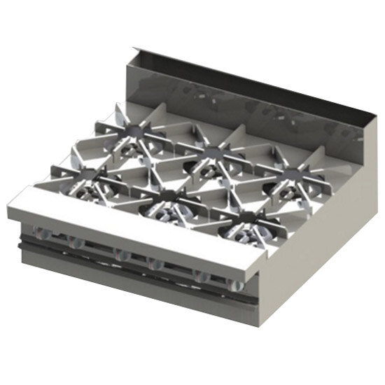 A white Blodgett natural gas range with six burners.