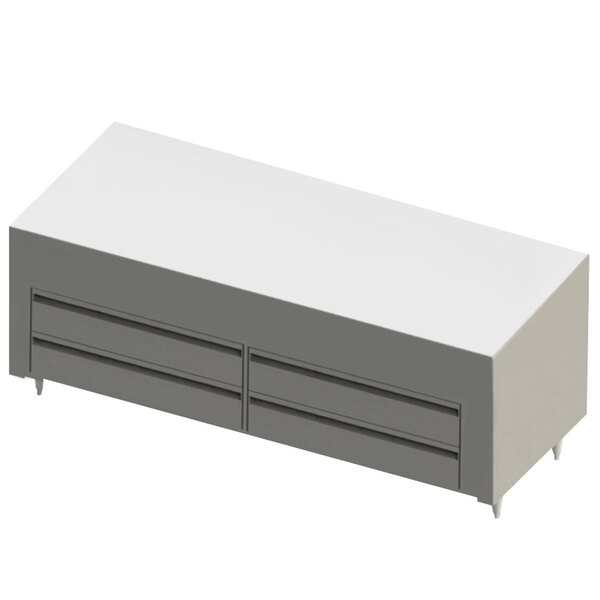A grey rectangular Blodgett chef base with drawers.