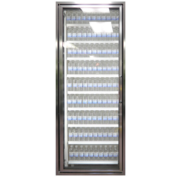 Styleline CL2672-HH 20//20 Plus 26" x 72" Walk-In Cooler Merchandiser Door with Shelving - Anodized Bright Silver, Left Hinge