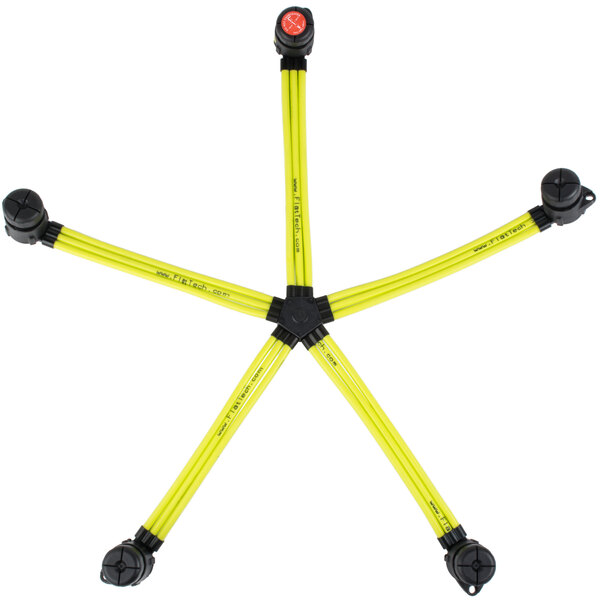 A yellow Flat Tech table pad with four yellow legs.