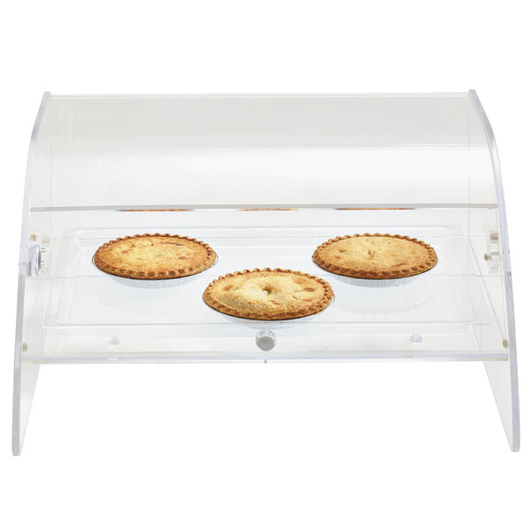 A clear Vollrath bakery case with pies inside.