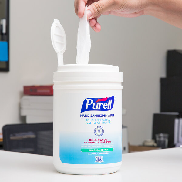 Purell® 9031-06 Alcohol Formulation Sanitizing Wipes 175 Count Canister