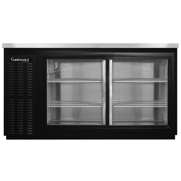 Continental Refrigerator BB59NSGD 59" Black Sliding Glass Door Back Bar Refrigerator