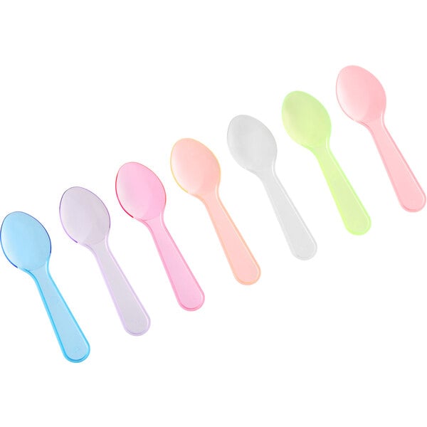 Choice 3 Neon Plastic Taster Spoon with Assorted Colors - 3000/Case