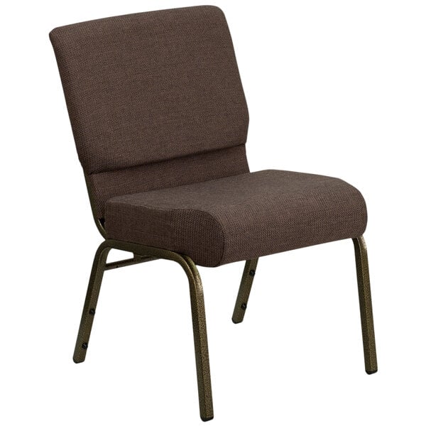 Flash Furniture FD-CH0221-4-GV-S0819-GG Brown 21" Extra Wide Church Chair with Gold Vein Frame