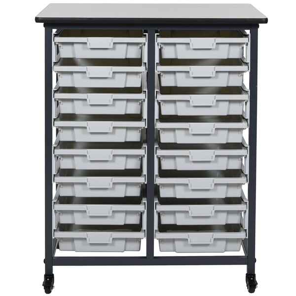 A white Luxor storage cart with black drawers.