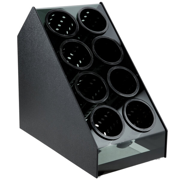 Vollrath CTFWH8B Black Countertop 8Cylinder Flatware Organizer with