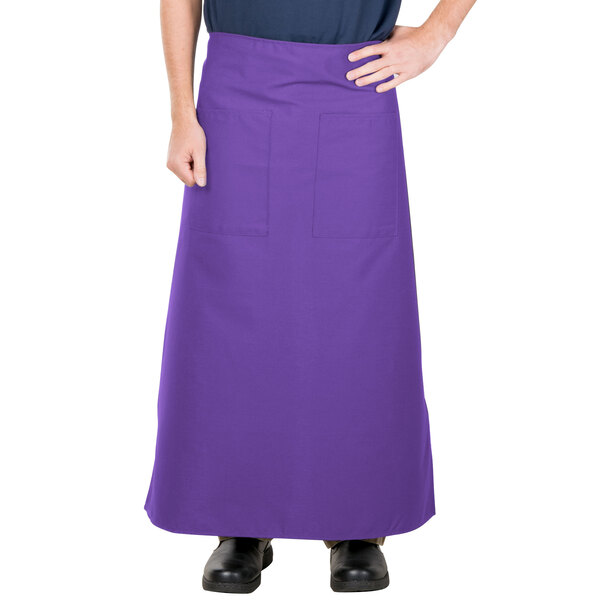 Intedge Purple Poly-Cotton Bistro Apron with 2 Pockets - 38