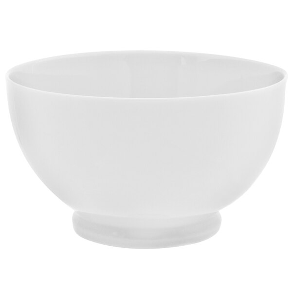 A white bowl with a white rim and foot.