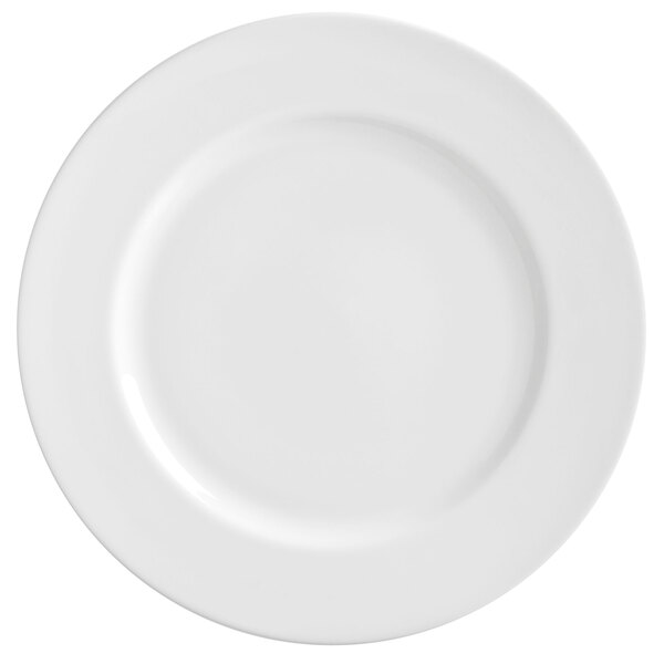 A 10 Strawberry Street Royal White porcelain dinner plate with a white border on a white background.