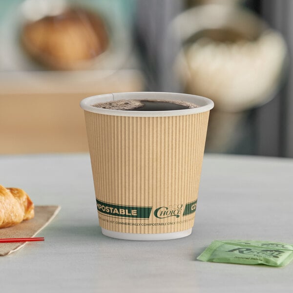 EcoChoice 8 oz. Squat Double Wall Kraft Compostable Paper Hot Cup - 500/Case