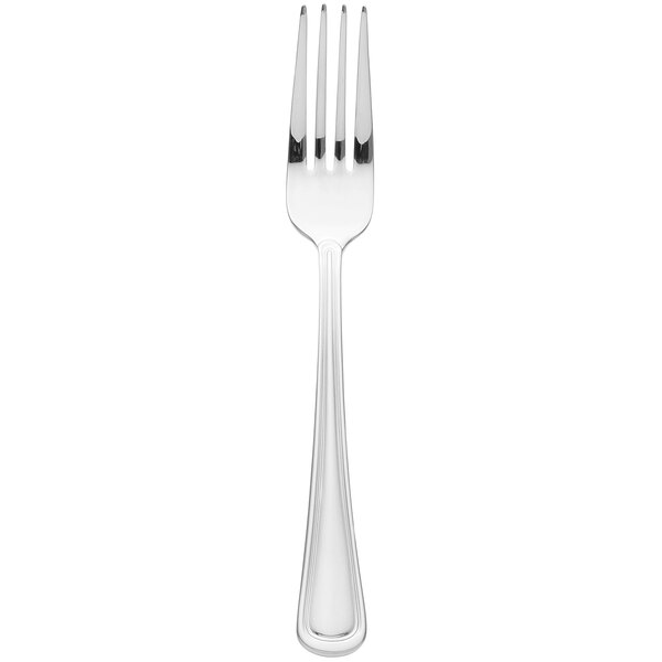 A stainless steel Libbey Classic Rim II utility/dessert fork with a silver handle.