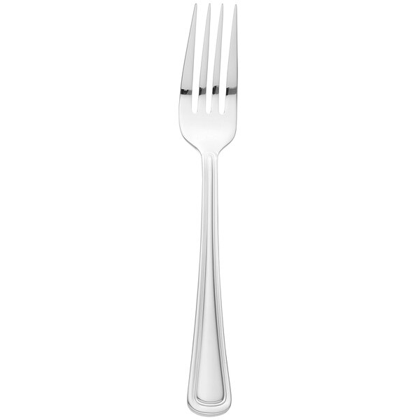 A stainless steel Libbey Classic Rim II dinner fork with a silver handle.