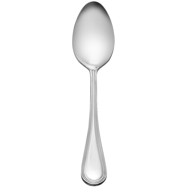 A Libbey stainless steel European tablespoon with a white background.