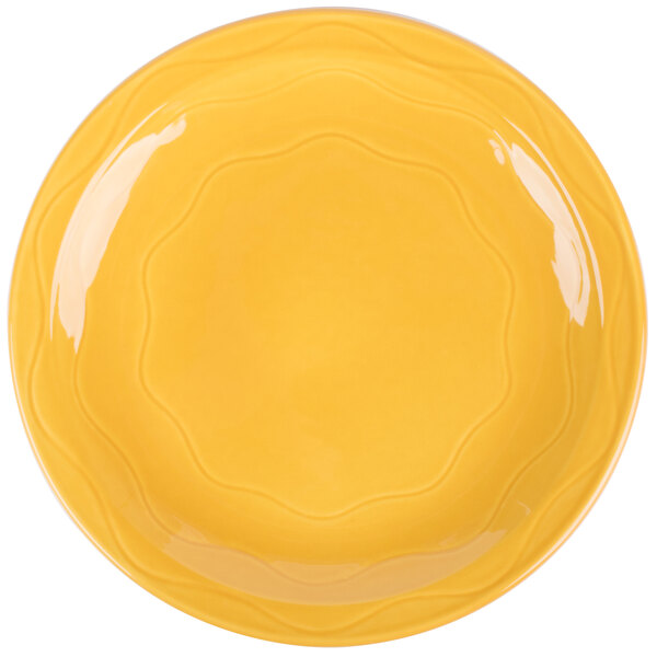 Syracuse China 903033003 Cantina 7 1/4" Saffron Carved Round Porcelain